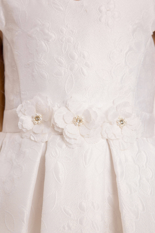 Kız Çocuk Elbise 3-7 Yaş 35421 Ekru - 6