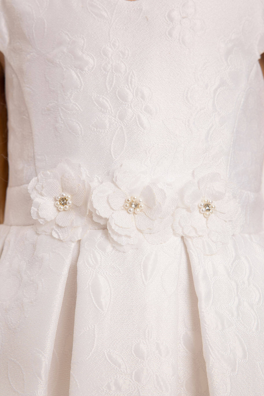 Kız Çocuk Elbise 3-7 Yaş 35421 Ekru - 6