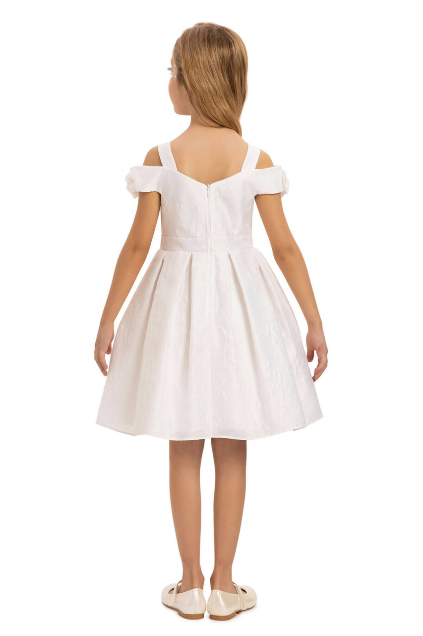 Kız Çocuk Elbise 3-7 Yaş 35421 Ekru - 8