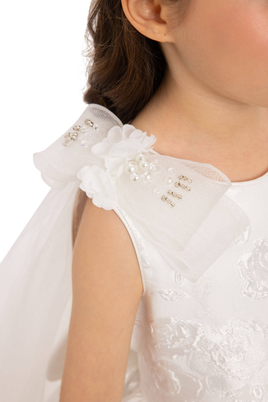 Kız Çocuk Elbise 3-7 Yaş 35207 Ekru - 3