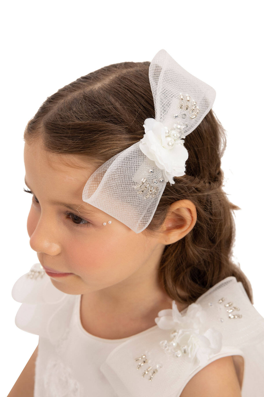 Kız Çocuk Elbise 3-7 Yaş 35207 Ekru - 5