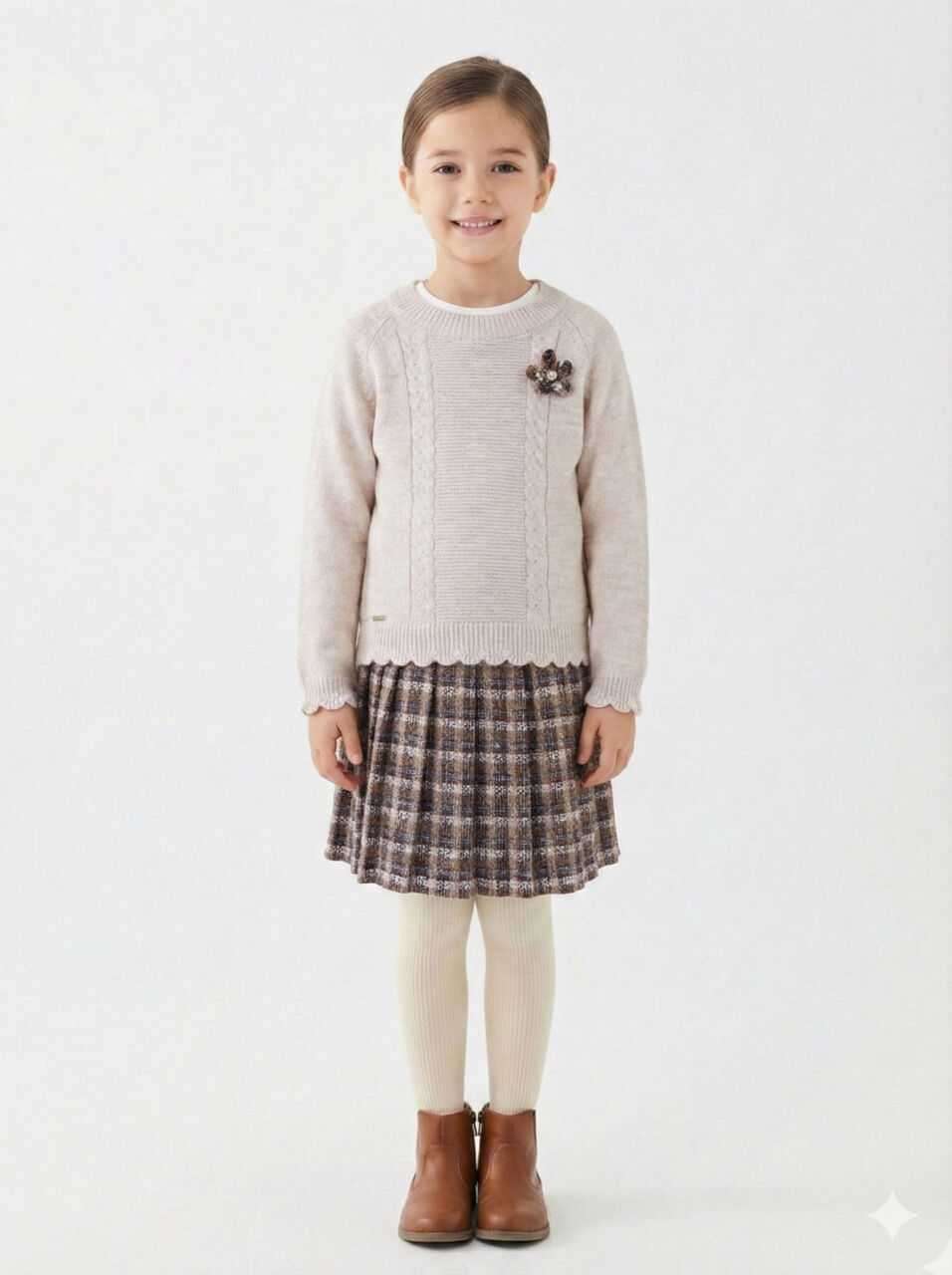 Kız Çocuk Elbise 8-12 Yaş 4061 Bej - 1