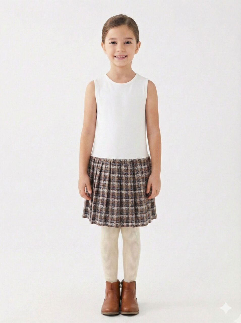 Kız Çocuk Elbise 8-12 Yaş 4061 Bej - 3