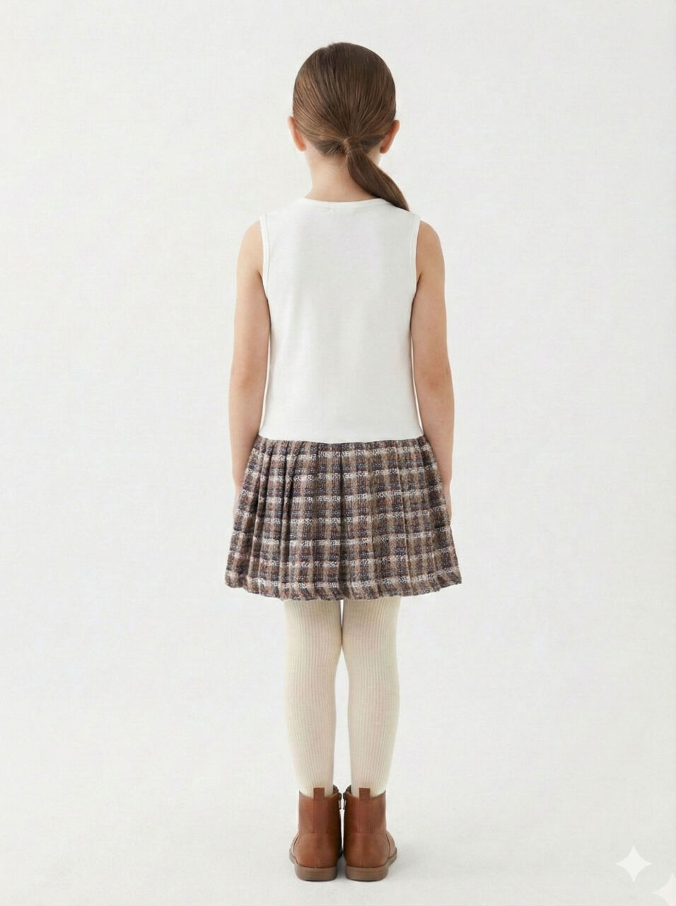 Kız Çocuk Elbise 8-12 Yaş 4061 Bej - 4