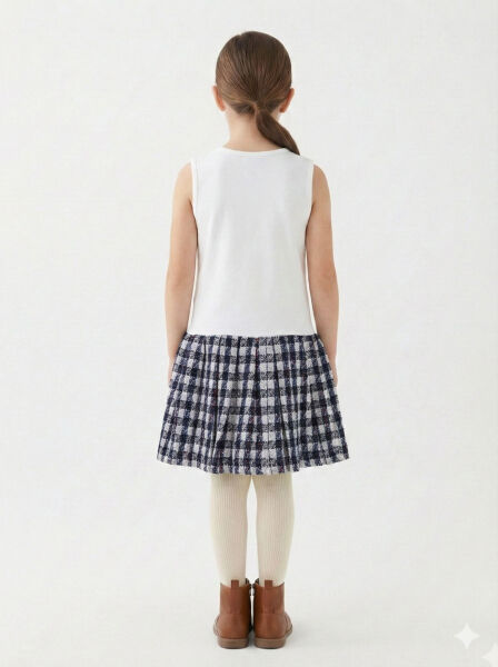 Kız Çocuk Elbise 8-12 Yaş 4063 Fuşye - 4