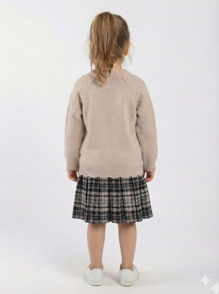 Kız Çocuk Elbise 3-7 Yaş, Kod: 4117 Bej - 2