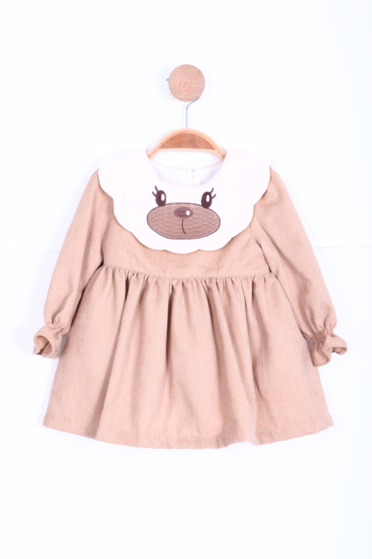 Kız Çocuk Elbise 3-12 Ay 3146 Bej - Top Teens