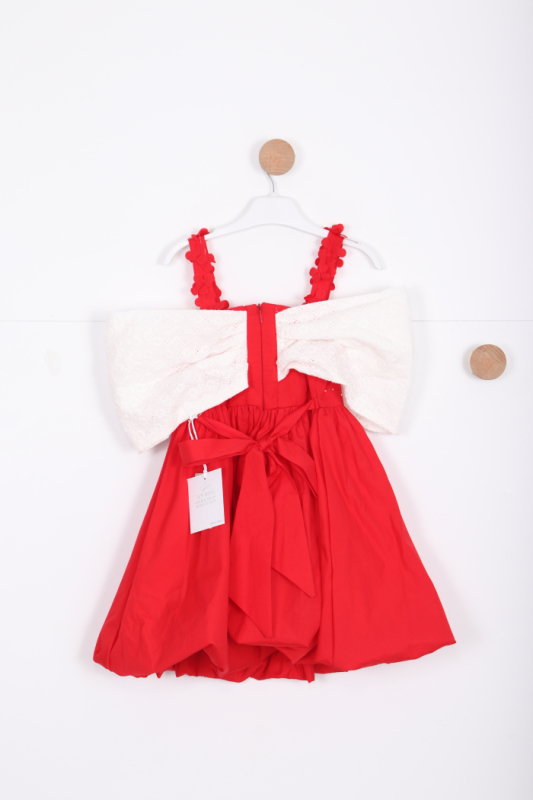 Kız Çocuk Elbise 2-5 Yaş 5884 Kırmızı - 4