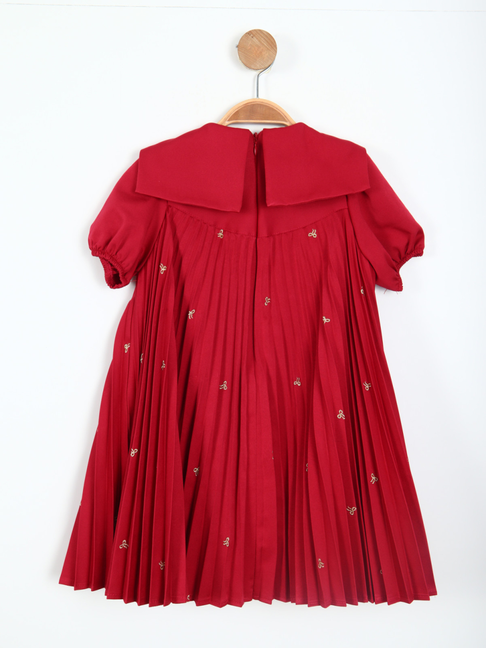 Kız Çocuk Kisa Kol Elbise 4-8 Yaş 5864-1 Bordo - 3
