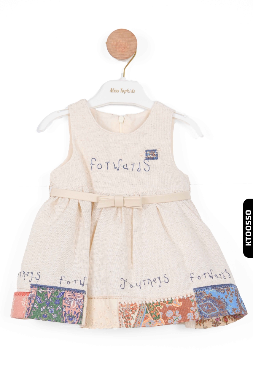 Kız Çocuk Elbise 6-24 Ay 2251 Mavi - Bej - 2