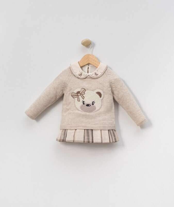 Kız Çocuk Elbise 6-36 Ay 4006 Bej - Top Teens