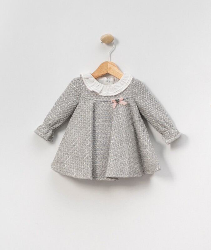 Kız Çocuk Elbise 6-36 Ay 4013 Gri - 5