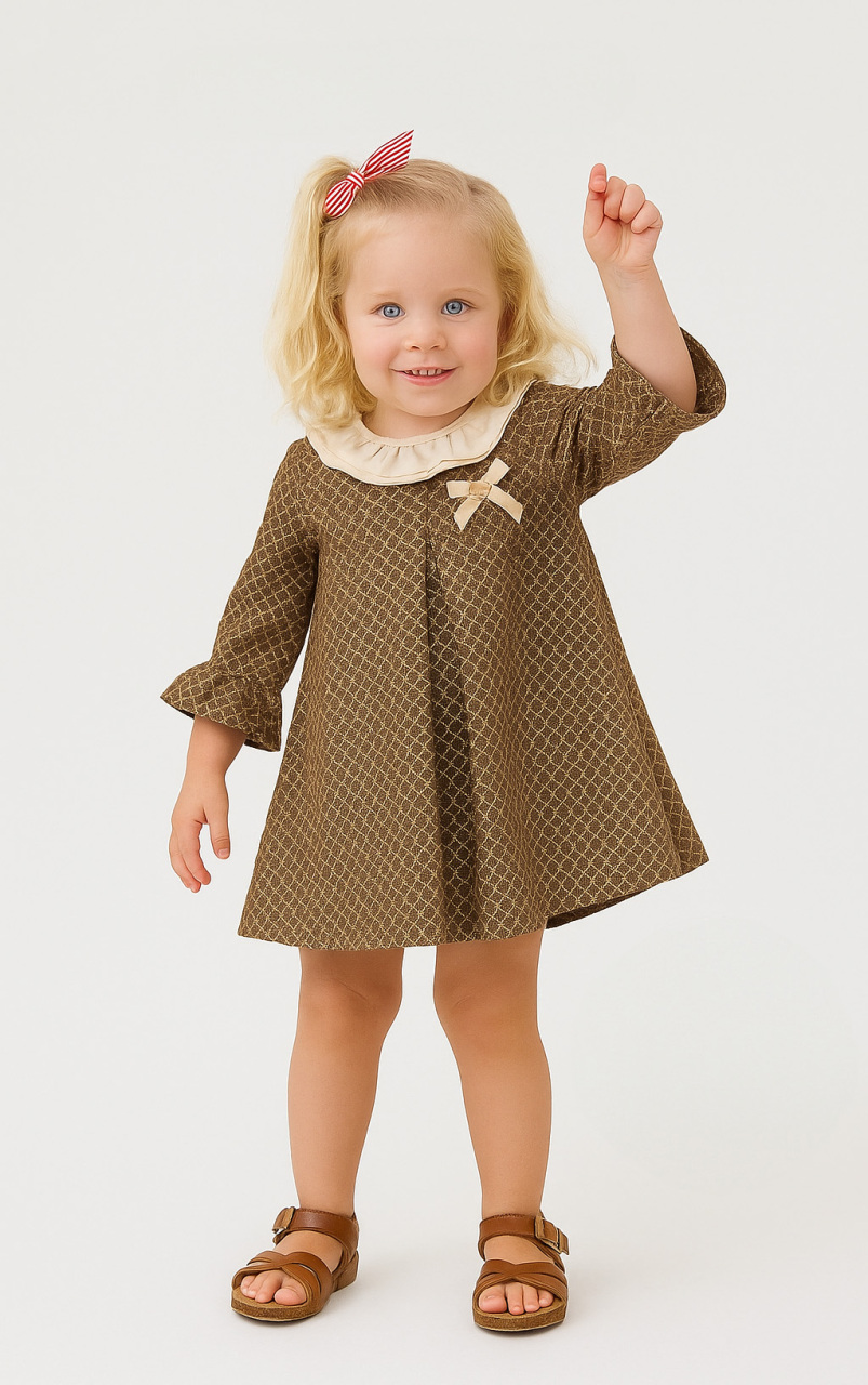 Kız Çocuk Elbise 6-36 Ay 4016 Kahve - 4