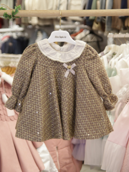 Kız Çocuk Elbise 6-36 Ay 4016 Kahve - 5