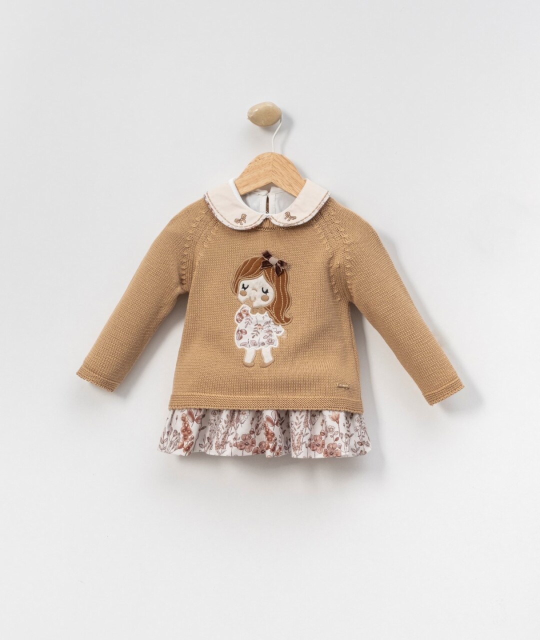 Kız Çocuk Elbise 6-36 Ay 4018 Camel - 1