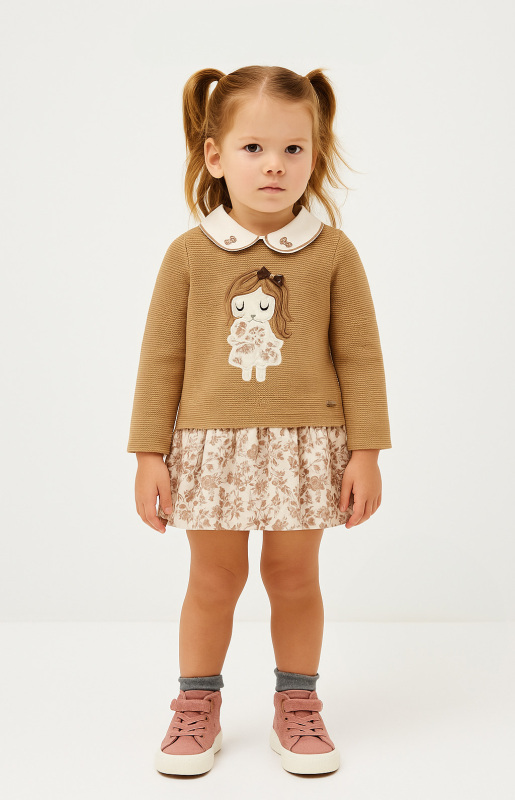 Kız Çocuk Elbise 6-36 Ay 4018 Camel - 5