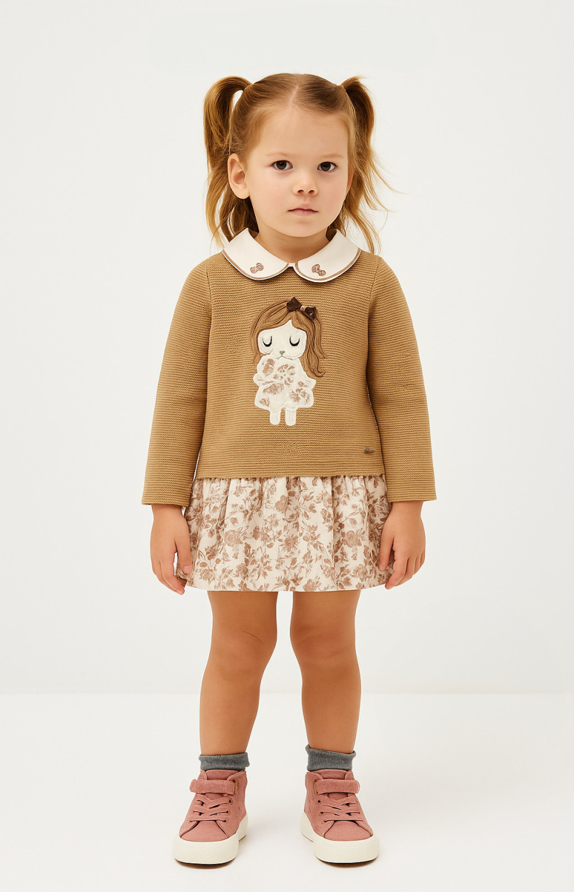 Kız Çocuk Elbise 6-36 Ay 4018 Camel - 5