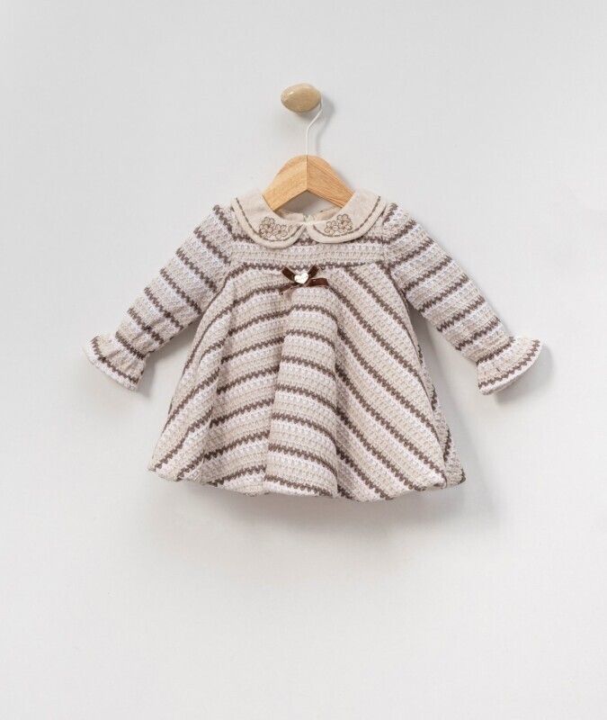 Kız Çocuk Elbise 6-36 Ay 4019 Bej - Top Teens