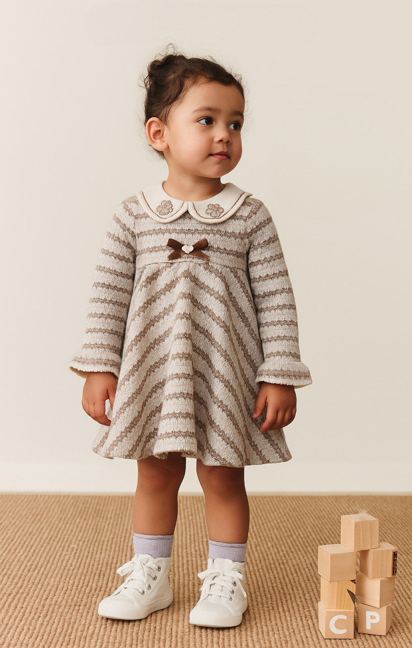 Kız Çocuk Elbise 6-36 Ay 4019 Bej - 4