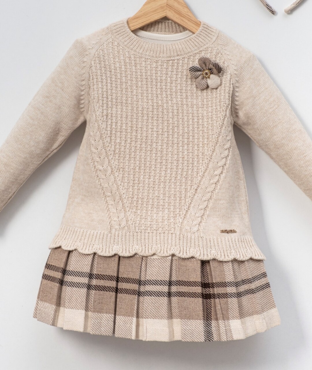 Kız Çocuk Elbise 3-7 Yaş 4021 Bej - 4