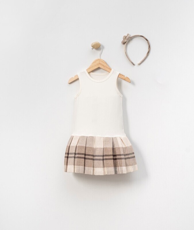 Kız Çocuk Elbise 3-7 Yaş 4021 Bej - 7