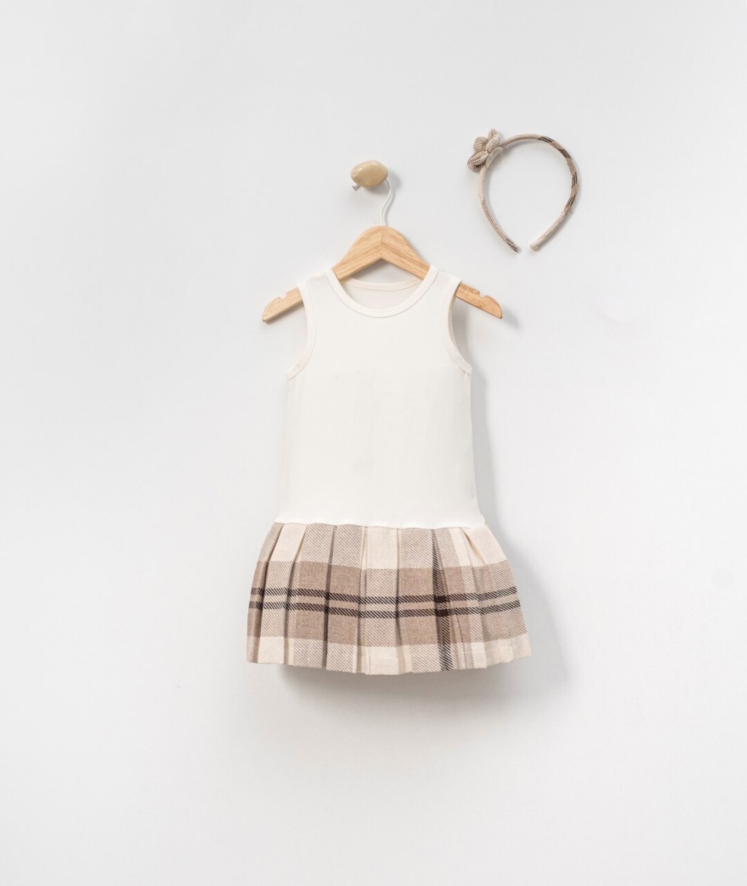 Kız Çocuk Elbise 3-7 Yaş 4021 Bej - 7