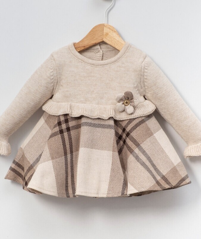 Kız Çocuk Elbise 6-24 Ay 4071 Bej - 2