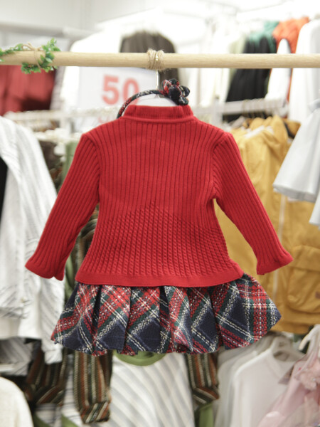 Kız Çocuk Elbise 6-36 Ay 4089 Kırmızı - 4