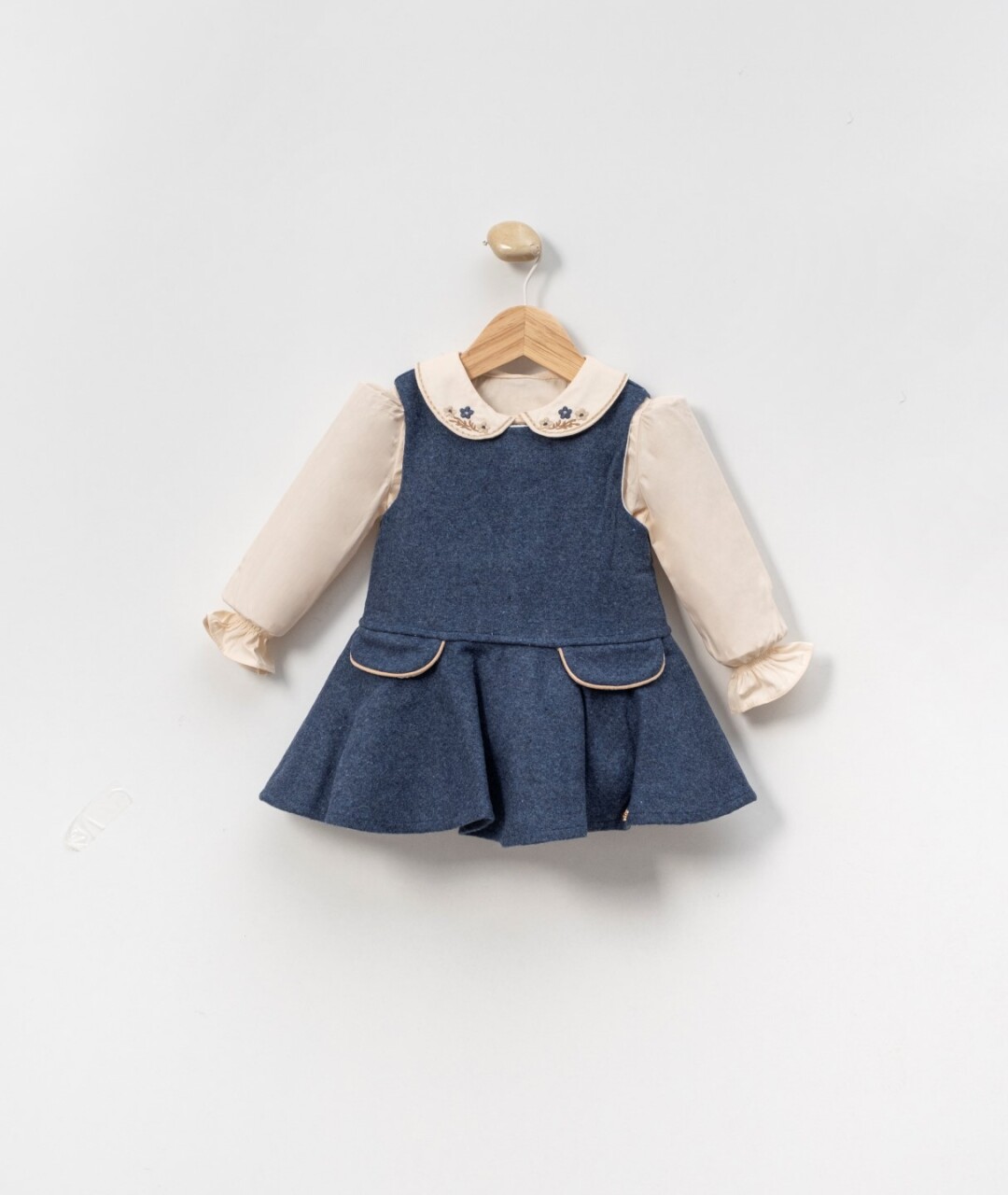 Kız Çocuk Elbise 1-5 Yaş 4097 Bej - Lacivert - 3