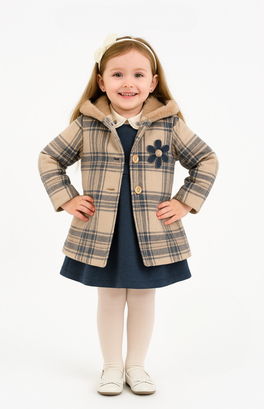 Kız Çocuk Elbise 1-5 Yaş 4097 Bej - Lacivert - 7