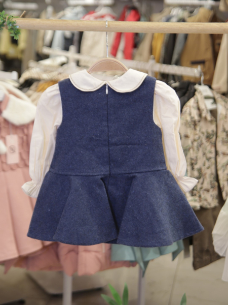 Kız Çocuk Elbise 1-5 Yaş 4097 Bej - Lacivert - 10