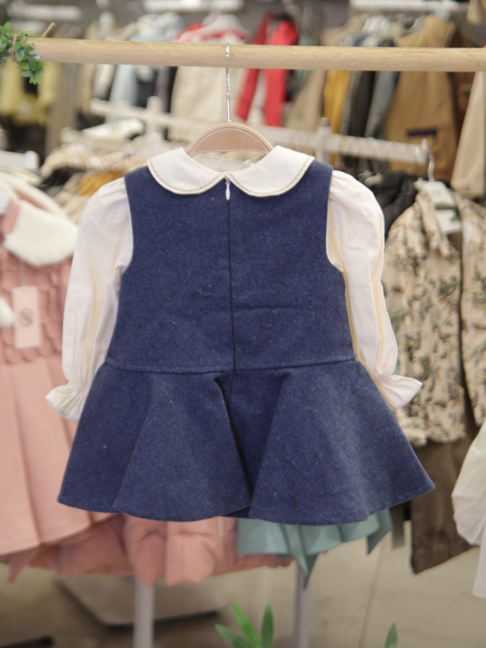 Kız Çocuk Elbise 1-5 Yaş 4097 Bej - Lacivert - 10