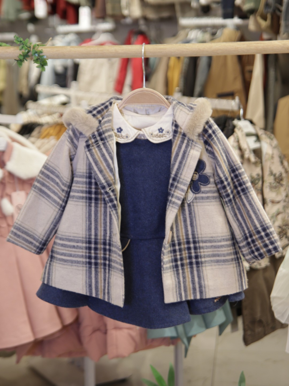 Kız Çocuk Elbise 1-5 Yaş 4097 Bej - Lacivert - 8