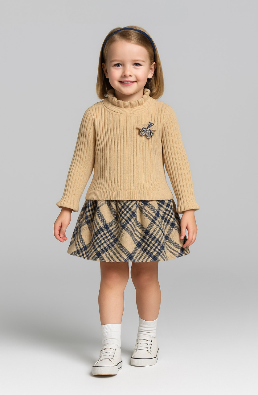 Kız Çocuk Elbise 6-36 Ay 4103 Bej - 1