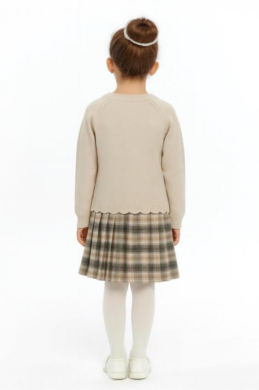 Kız Çocuk Elbise 8-12 Yaş 4066 Bej - 2