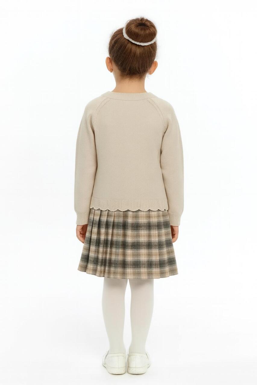 Kız Çocuk Elbise 8-12 Yaş 4066 Bej - 2