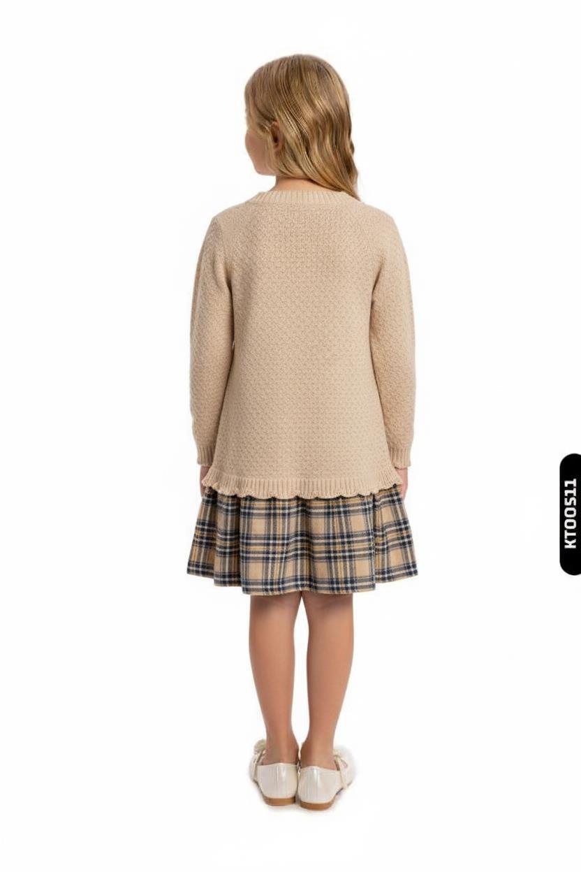 Kız Çocuk Elbise 3-12 Yaş 4065 Bej - 2