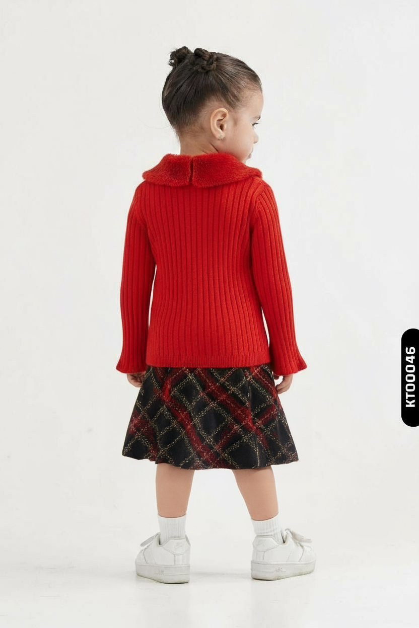 Kız Çocuk Elbise 6-36 Ay 4090 Kırmız - Lacivert - 3