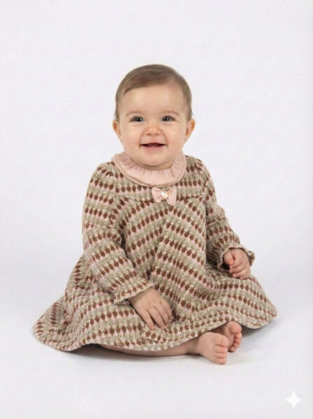 Kız Çocuk Elbise 6-36 Ay 4081 Bej - Top Teens