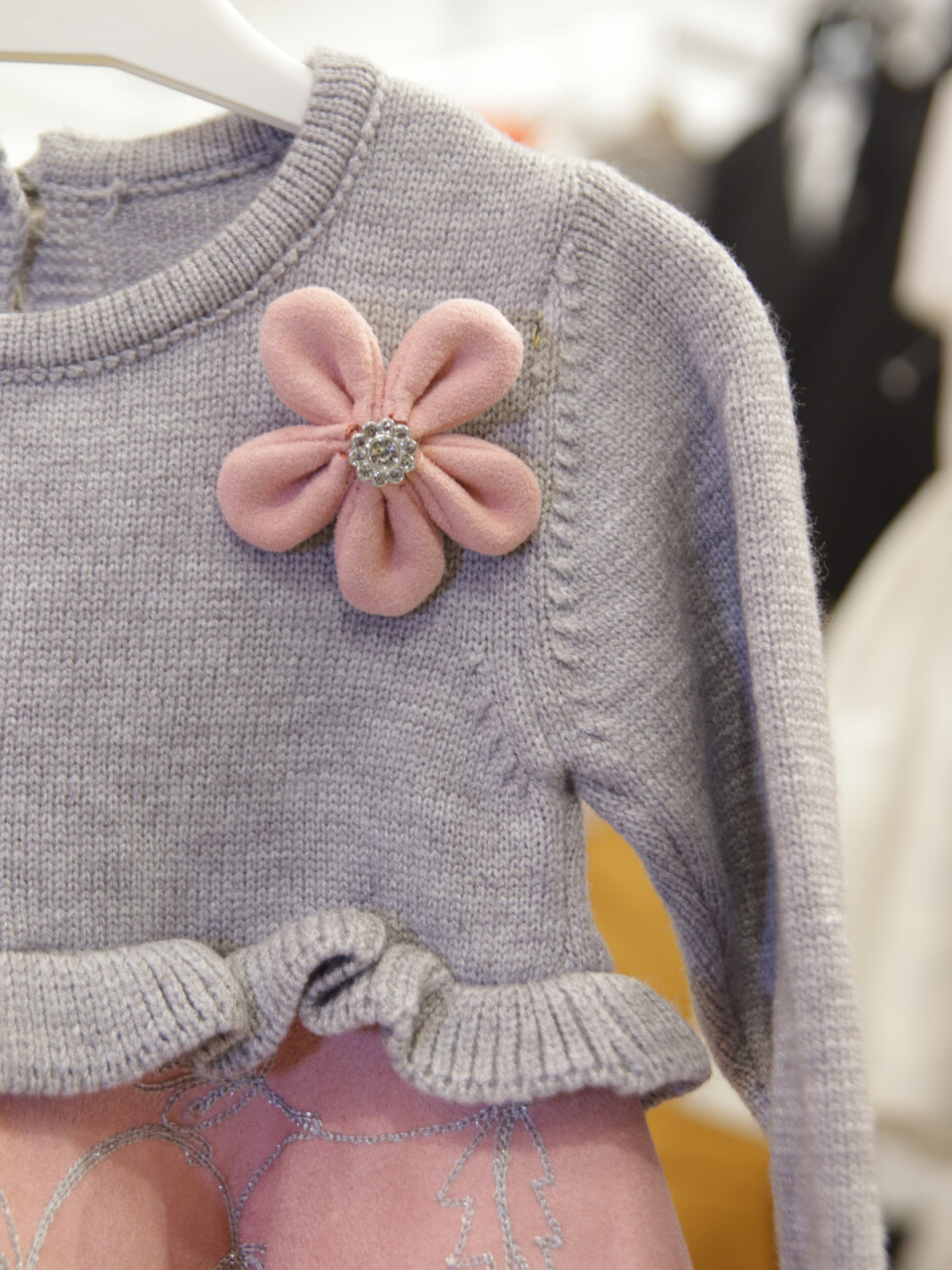 Kız Çocuk Elbise 6-24 Ay 4073 Gri - Pembe - 4