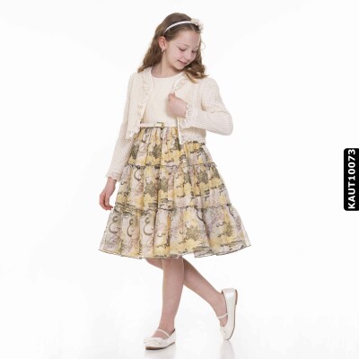 Kız Alt Üst Takım 6-10 Yaş 7635 Kaut10073 Bej - Yeşil - 2