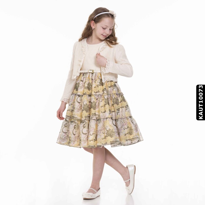 Kız Alt Üst Takım 6-10 Yaş 7635 Kaut10073 Bej - Yeşil - 2