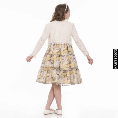 Kız Alt Üst Takım 6-10 Yaş 7635 Kaut10073 Bej - Yeşil - 4