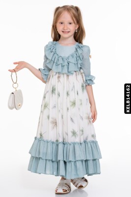 Kız Elbise 4-8 Yaş 2370 Kelb14162 Yeşil - 2