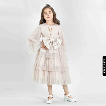 Kız Elbise 6-12 Yaş 6419 Kelb14174 Pudra - xo kids