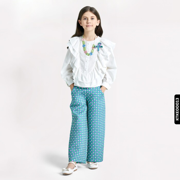 Kız Takım Elbise 4-12 Yaş 6322 Ktke00013 Ekru - Yeşil - 1