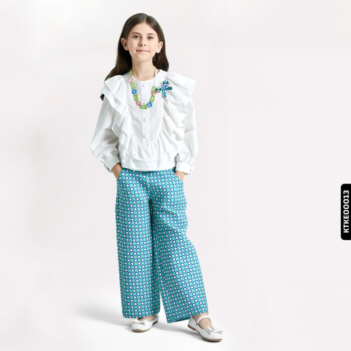 Kız Takım Elbise 4-12 Yaş 6322 Ktke00013 Ekru - Yeşil - 2