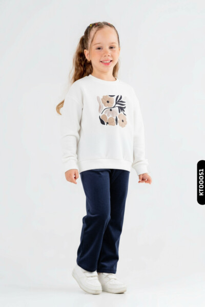 Kız Çocuk Eşofman Takım 6-10 Yaş 1026 Ekru - Damasqino