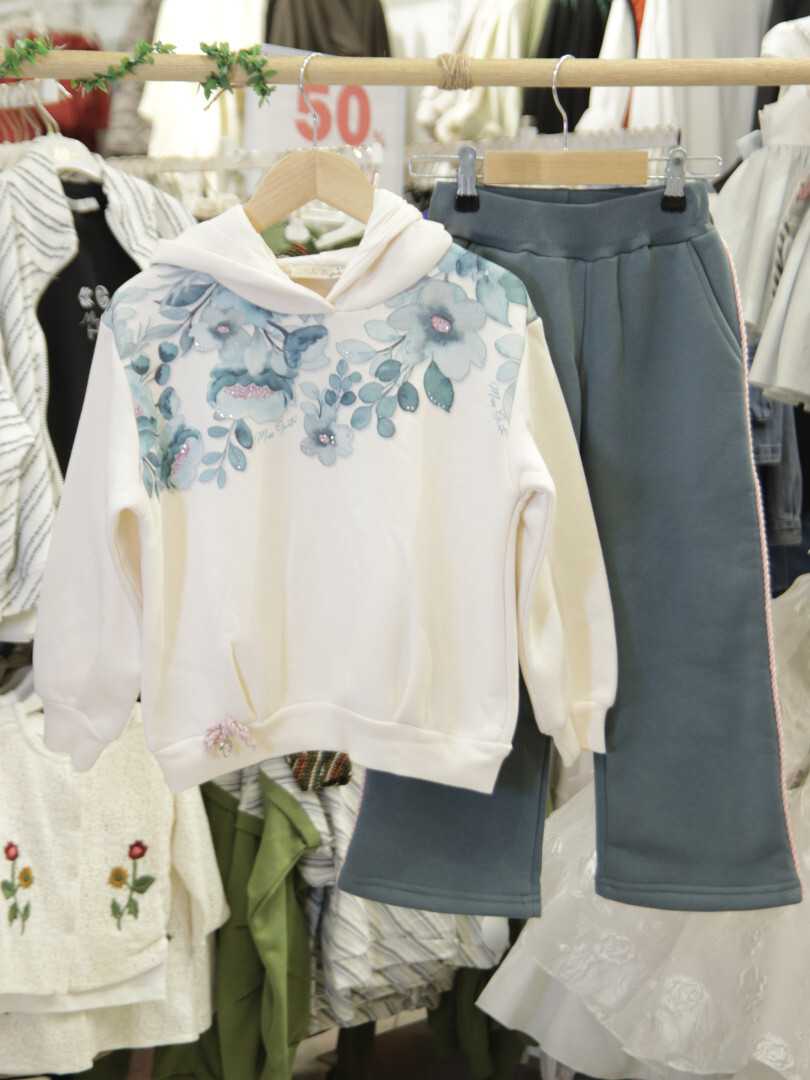 Kız Çocuk Eşofman Takım 4-8 Yaş 7221 Ekru - Yeşil - 4