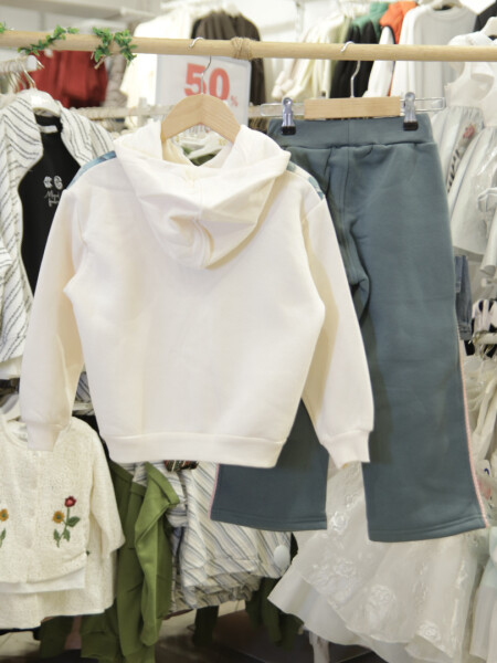 Kız Çocuk Eşofman Takım 4-8 Yaş 7221 Ekru - Yeşil - 5